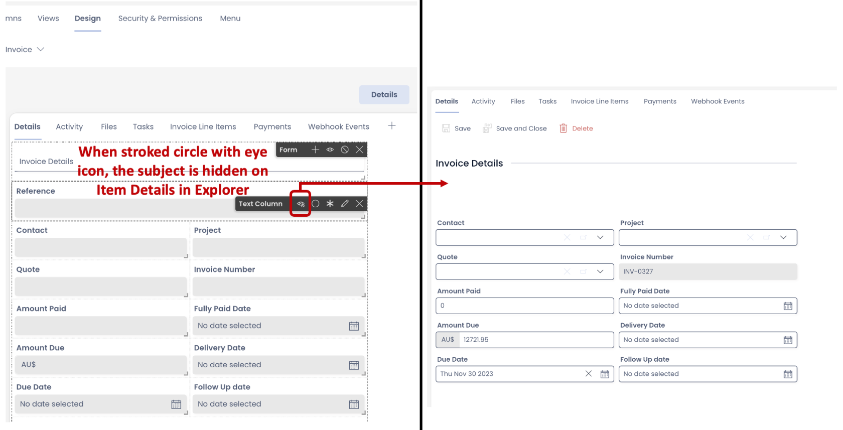 Invisible component example